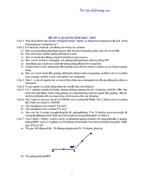 Đề số 1 quận 10, năm 2014  2015 môn vật lí 7